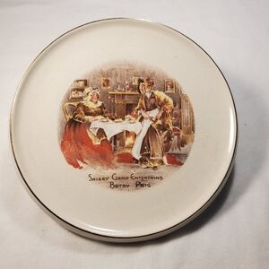 Vtg Landcaster & Sandland 6.75" China Trivet Sairey Gamp Entertains Betsy Prig